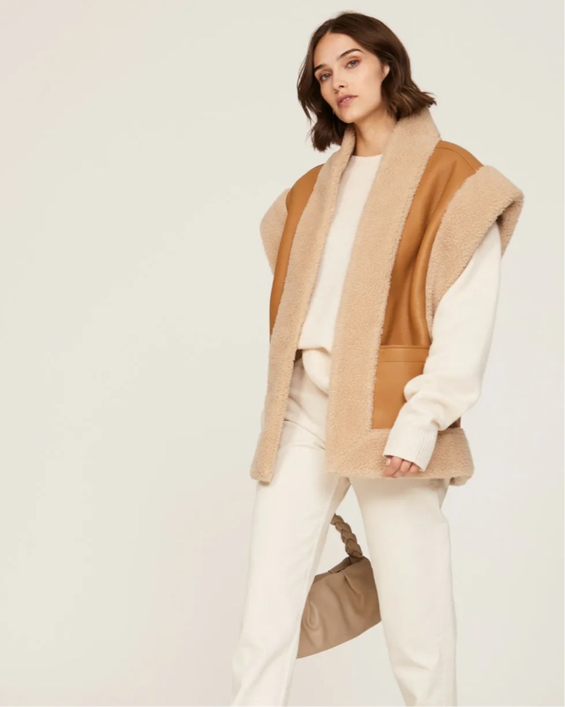 ALC Sutton Faux Fur Vest by ALC - Pickle