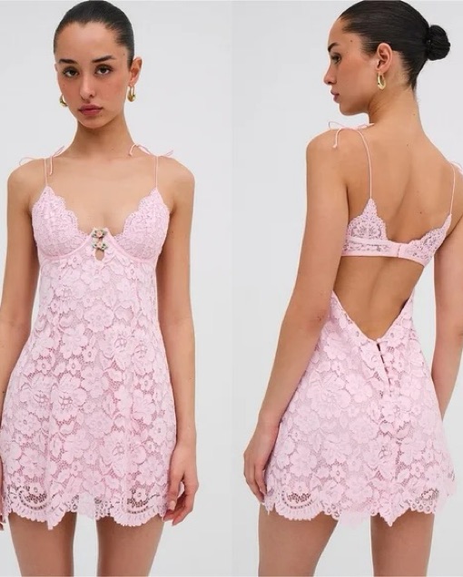FOR LOVE & LEMONS PINK LACE MINI DRESS by For Love & Lemons - Pickle