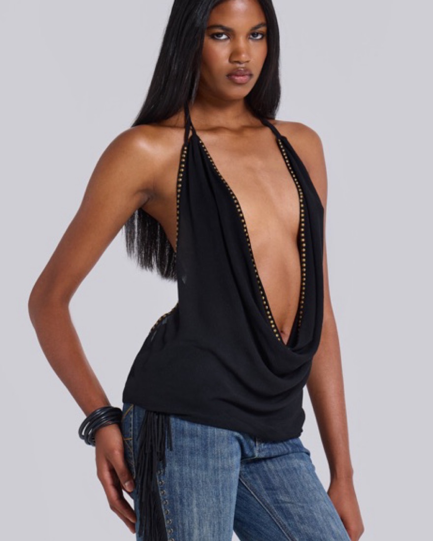 Jaded London Low Cut Backless Black Top by Jaded London - Pickle