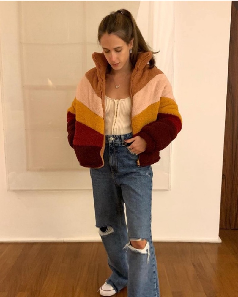 Cozy Colorblock Reversible Teddy Jacket by Unknown - Pickle