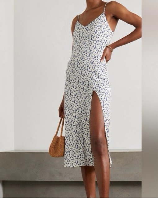 Floral Satin Midi Dress by Reformation - Pickle