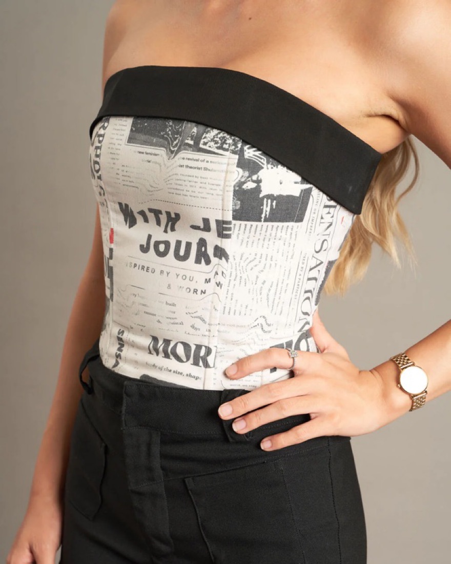 With Jean Newspaper Carla Corset Top by With Jean - Pickle