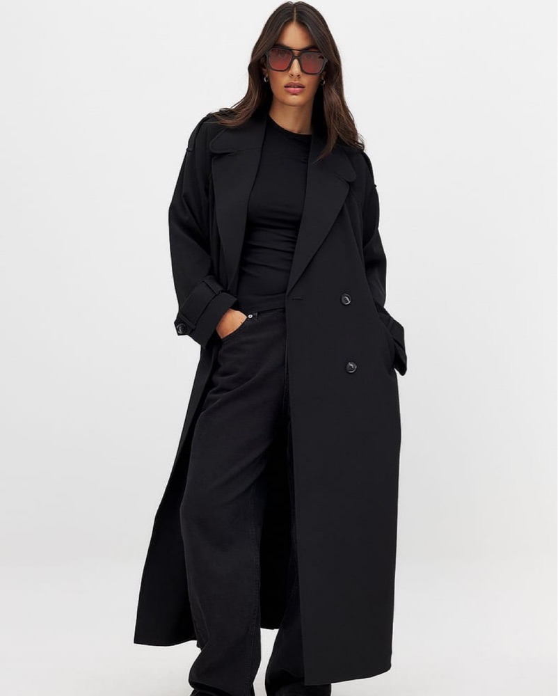 Black Long Trenchcoat by NA-KD - Pickle