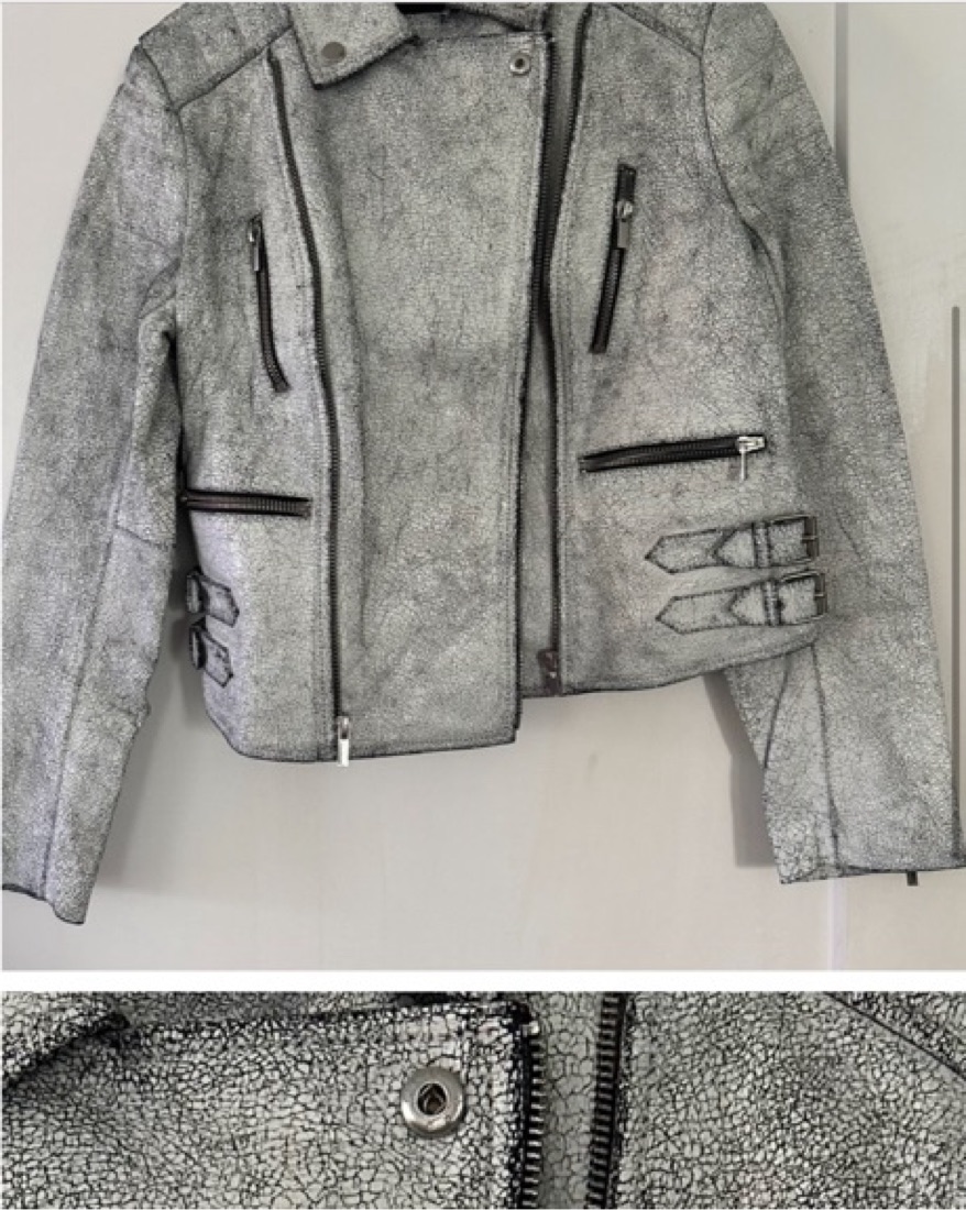 R13 Cracked White Leather Jacket by French Connection - Pickle