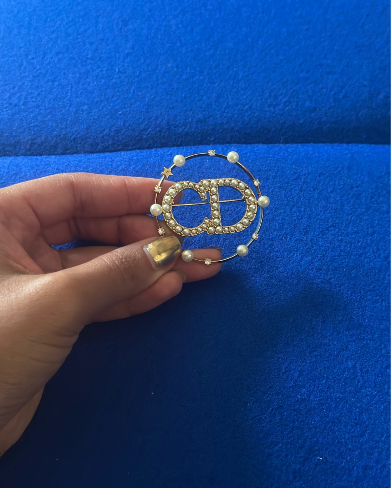 Elegant Dior Pearl Embellished Brooch by Christian Dior - Pickle