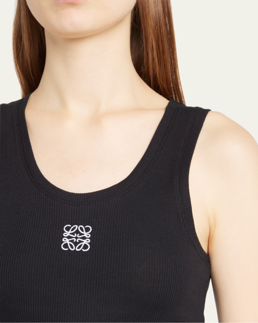Loewe 'Anagram-Embroidered Rib Tank Top' by Loewe - Pickle