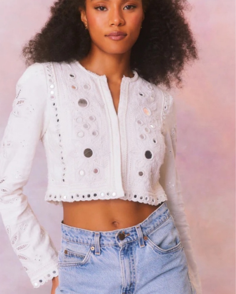 Love Shack Fancy White Mirrored Jacket by Love shack fancy - Pickle