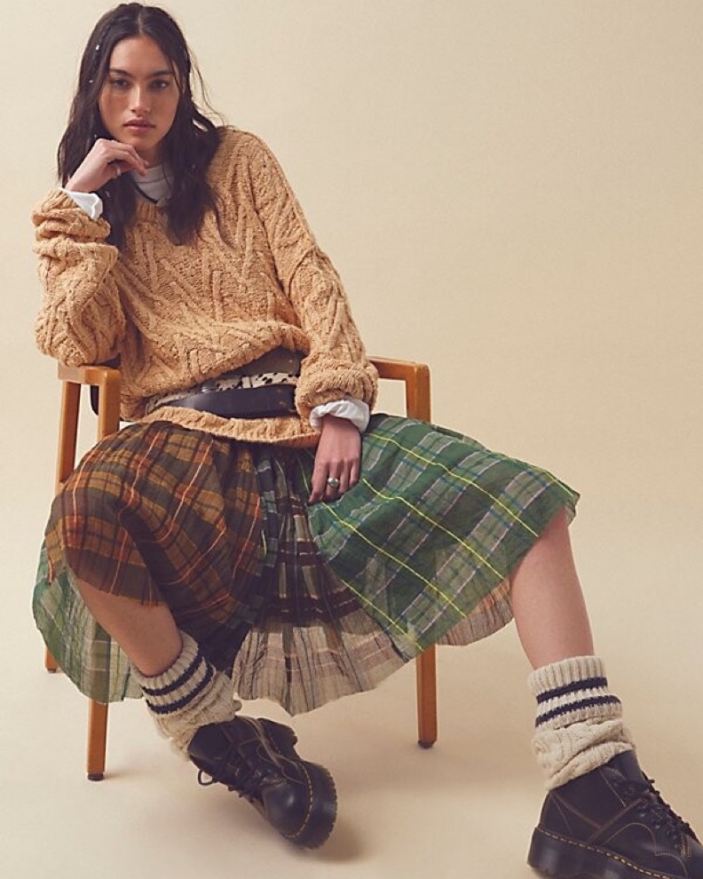 🌿 Free People Convertible Plaid Maxi by Free People - Pickle