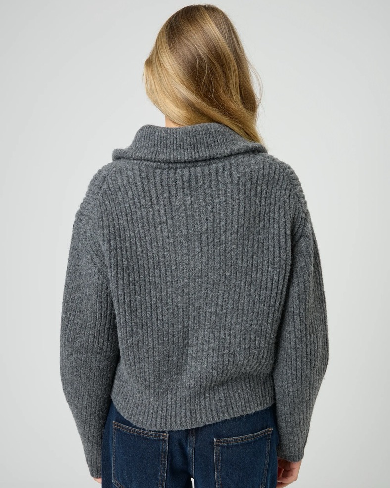 【PRANK PROJECT】Cut See-through RIB Knit Chunky Rib Zip Up Knit by Glassons - Pickle