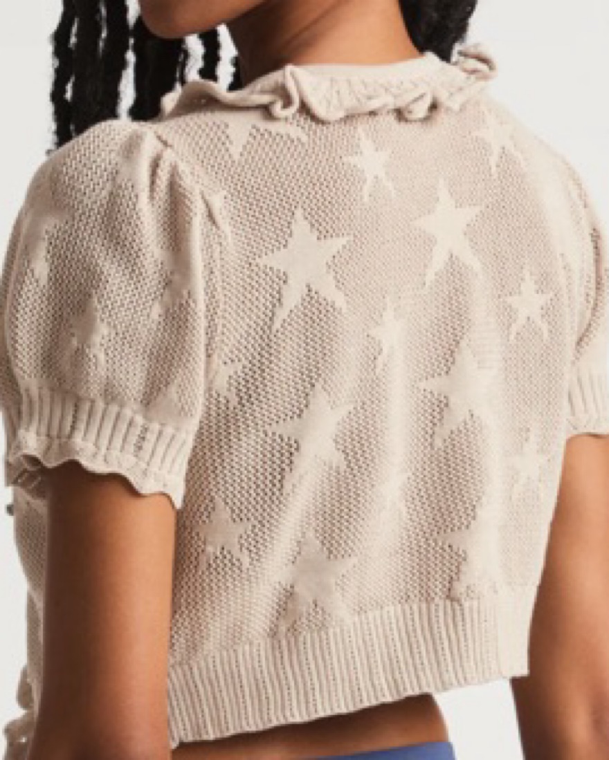 Love Shack Fancy Rizina Crop Cardigan by LoveShackFancy - Pickle