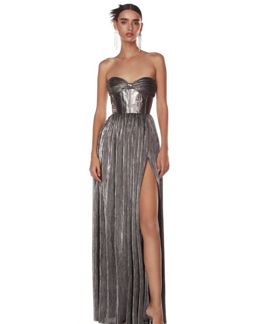 Bronx And Banco Florence Gown In Silver by Bronx And Banco - Pickle