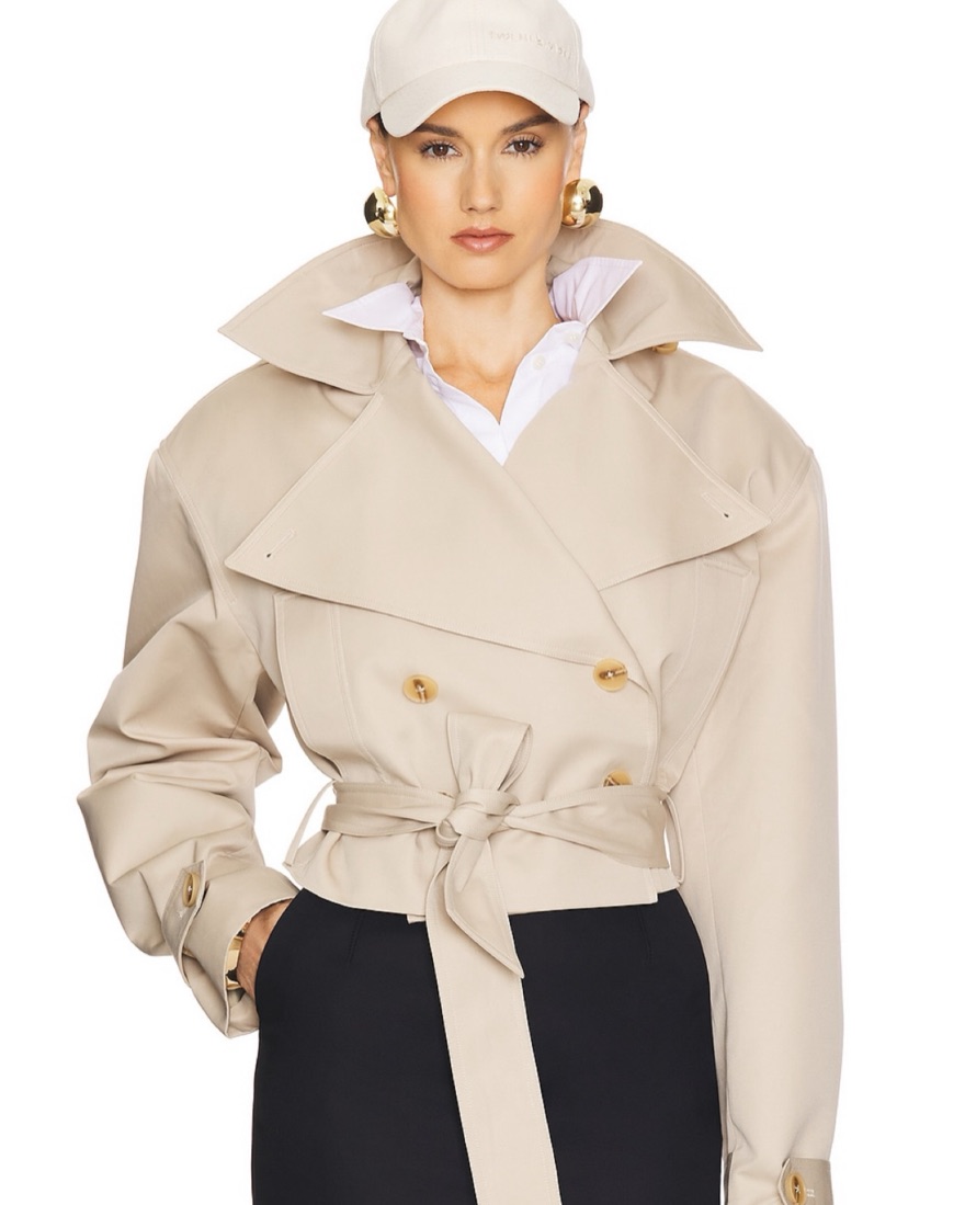 Helsa Oversized Cropped Trench Coat by Helsa - Pickle