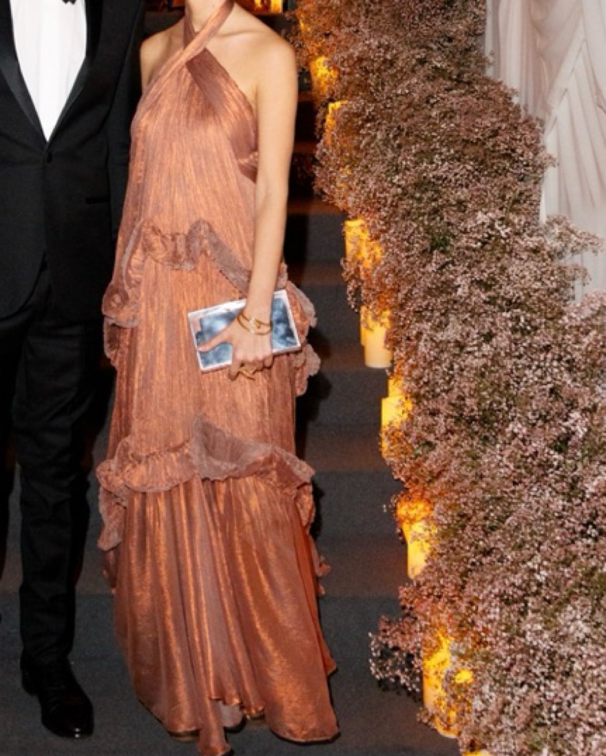 Maria Lucia Hohan Pink Gold Pleated Gown by Maria Lucia Hohan - Pickle