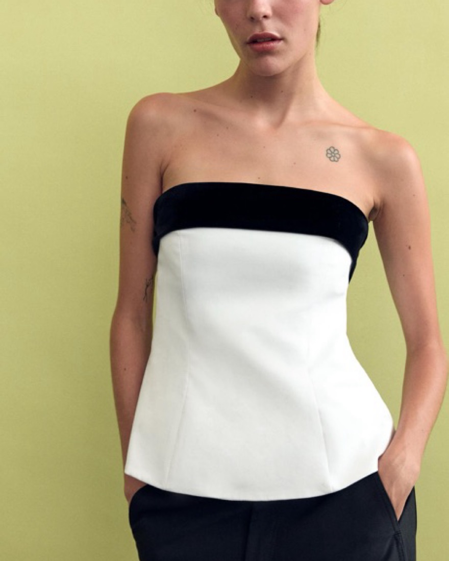 Strapless velvet bow top by Zara - Pickle