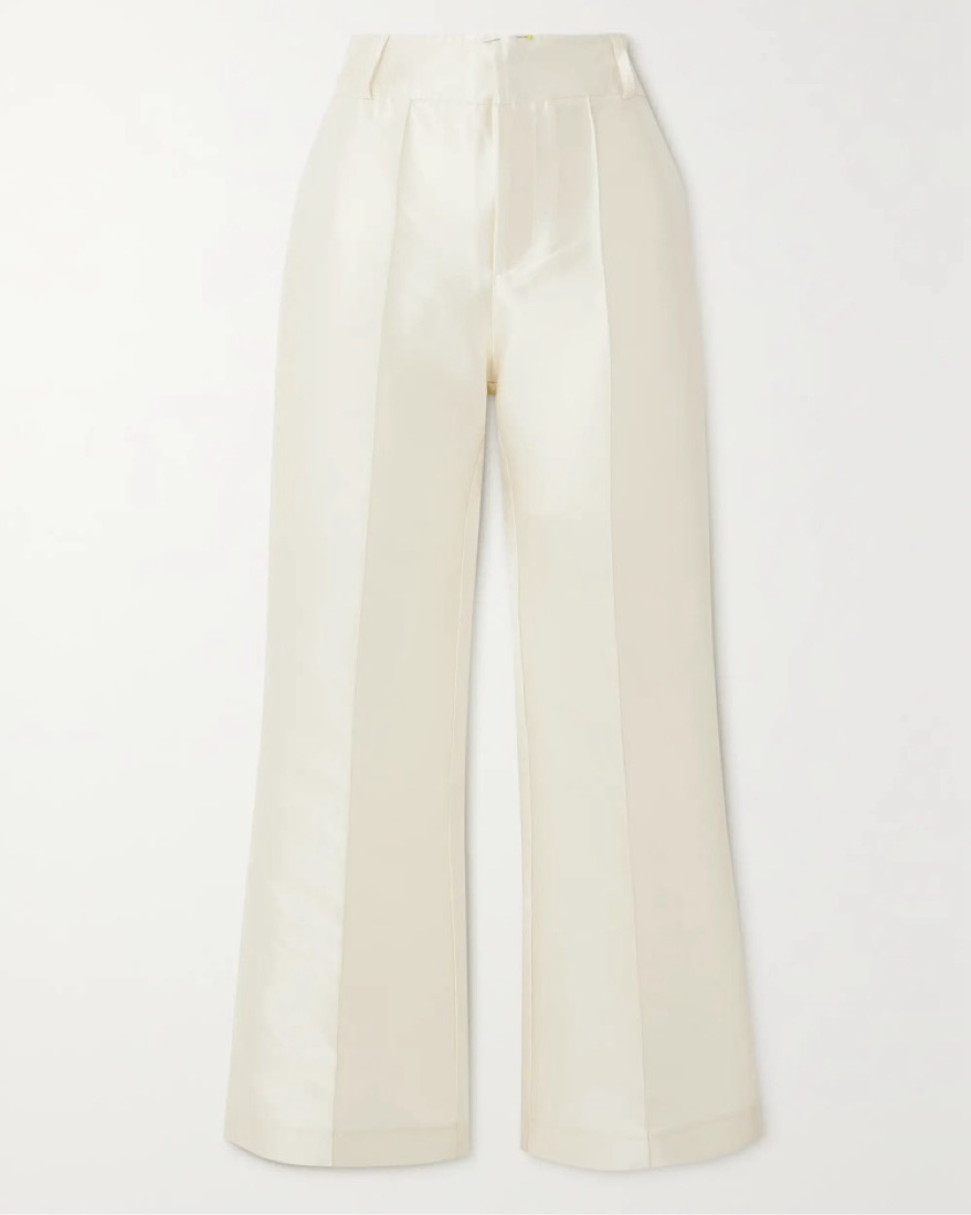 Destree White Yoshimoto Satin Pants by Destree - Pickle