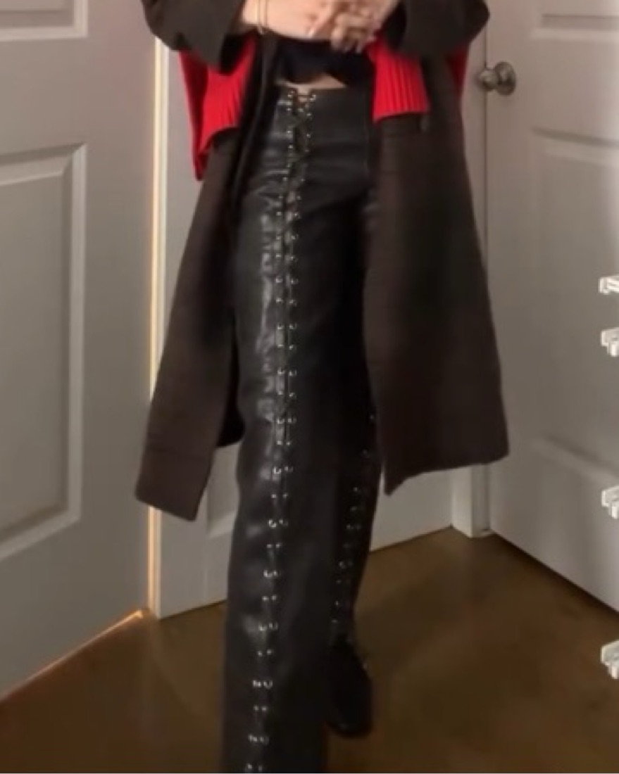Saks Potts Lace Up Leather Pants by Saks Potts - Pickle