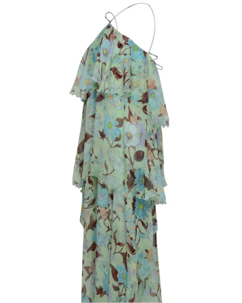 Stella McCartney Garden Frill Long Dress by Stella McCartney - Pickle