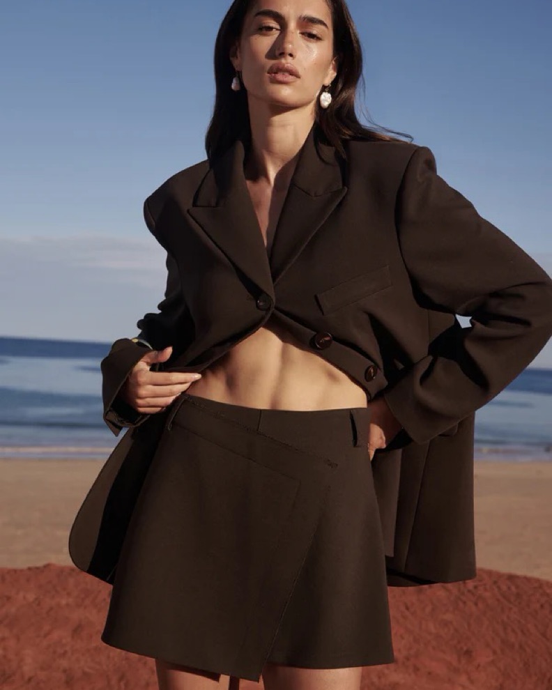 Julie Bitter Choc Talored Skort by Dissh - Pickle