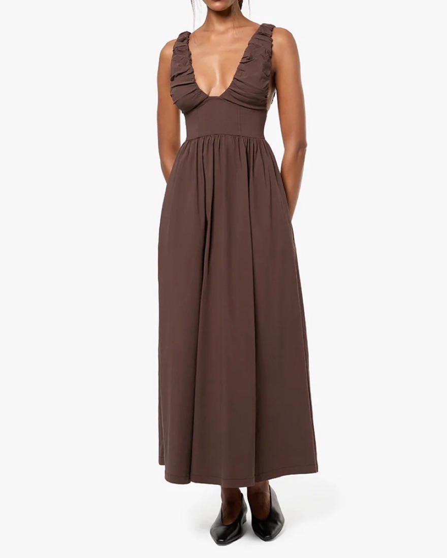 WeWoreWhat Ruched Corset Midi Dress by WeWoreWhat - Pickle