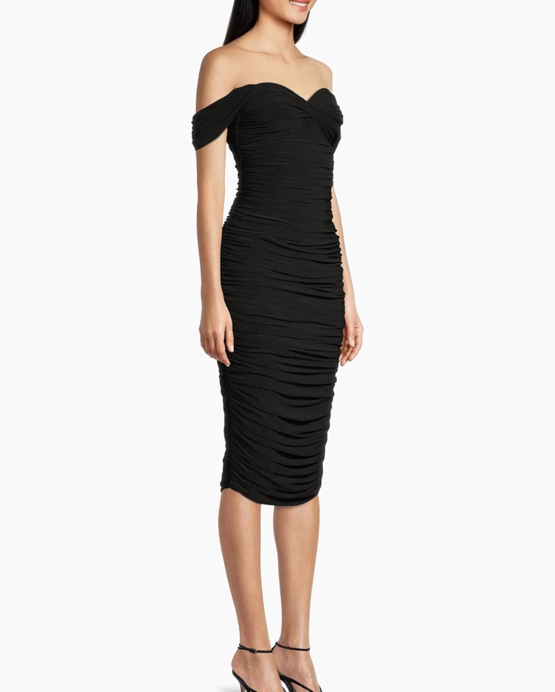 Norma Kamali Black Ruched Midi Dress by Norma Kamali - Pickle