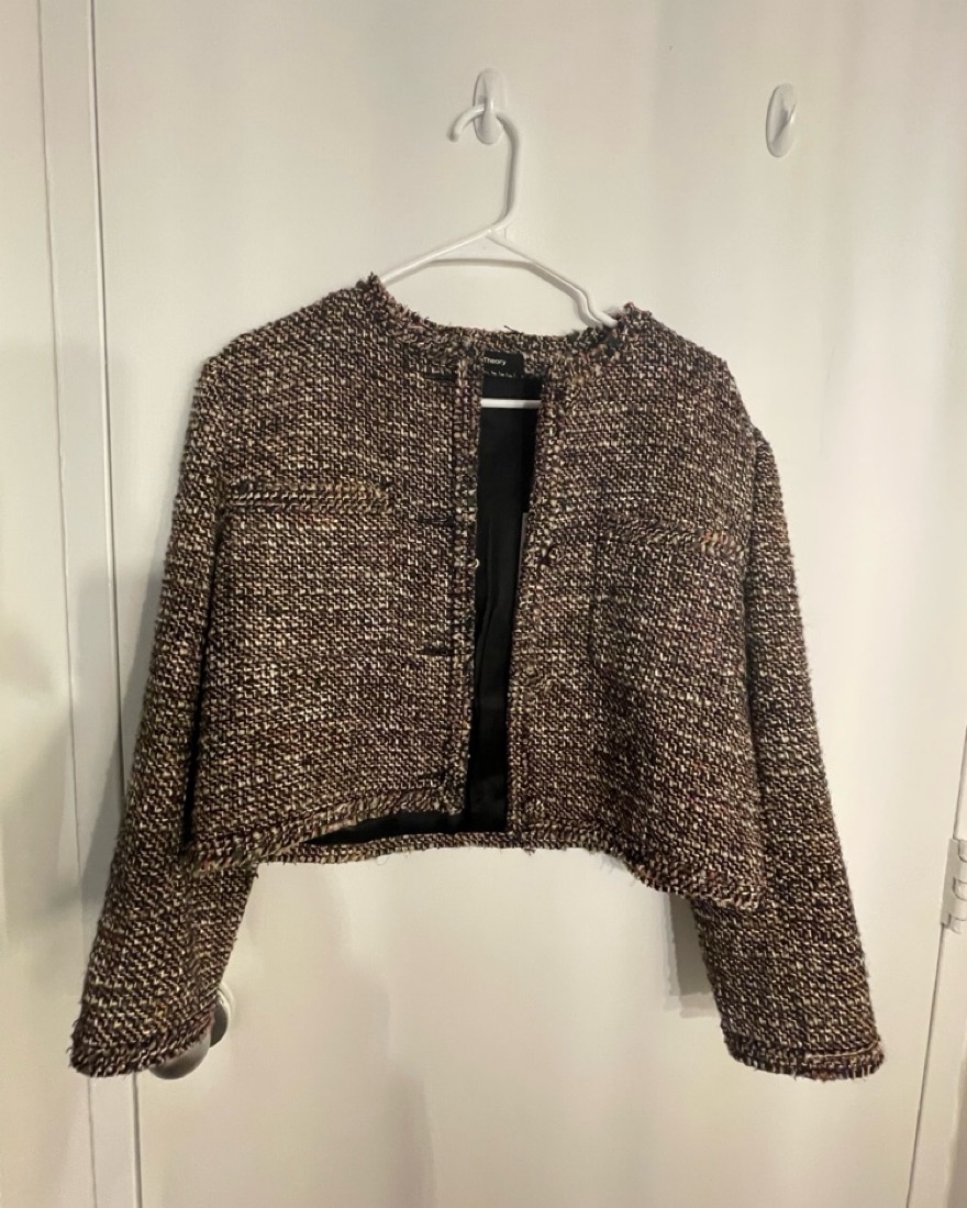 Theory cropped jacket in tweed by Theory - Pickle