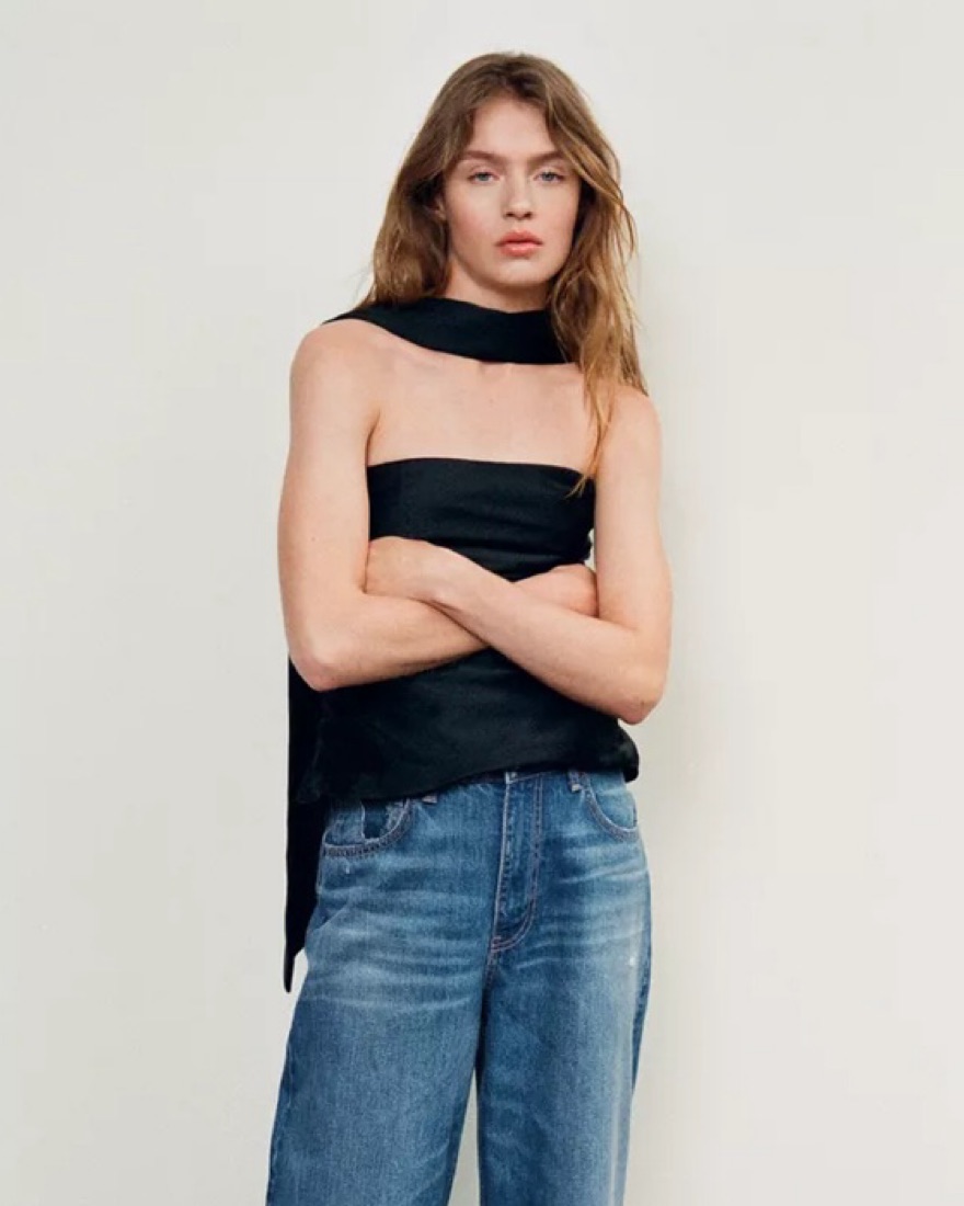 Sara silky tops ブラック ANDMARY】Sara silky tops