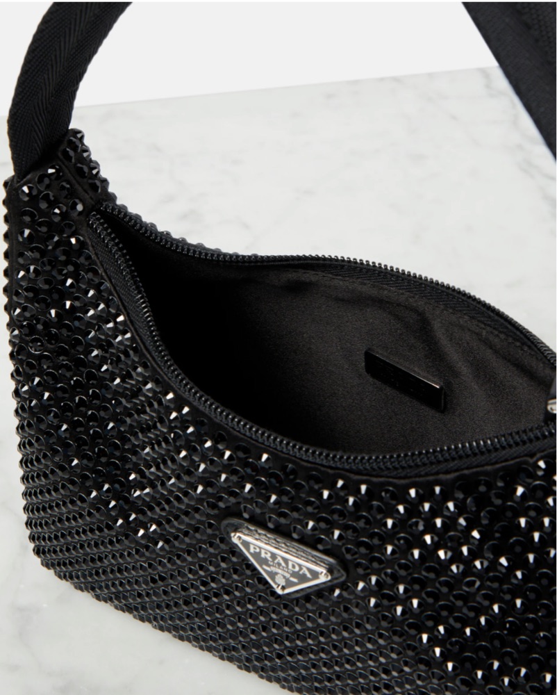 Prada Re-Edition Satin Mini Crystal Bag by Prada - Pickle
