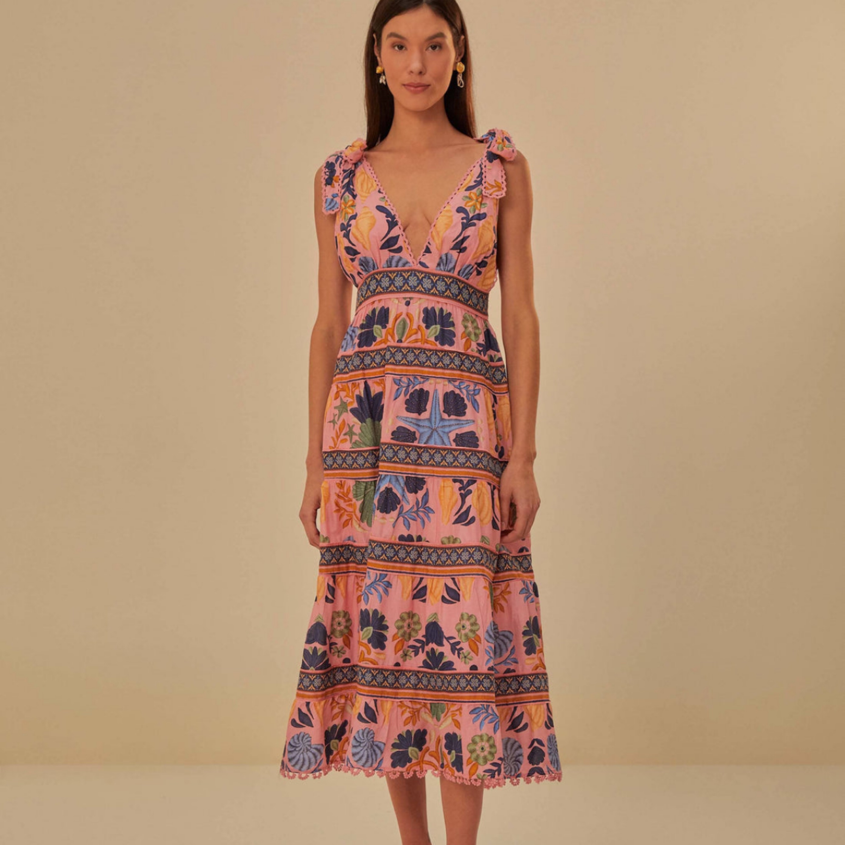 Farm Rio Pink Seashell Tapestry Dress by FARM RIO - Pickle