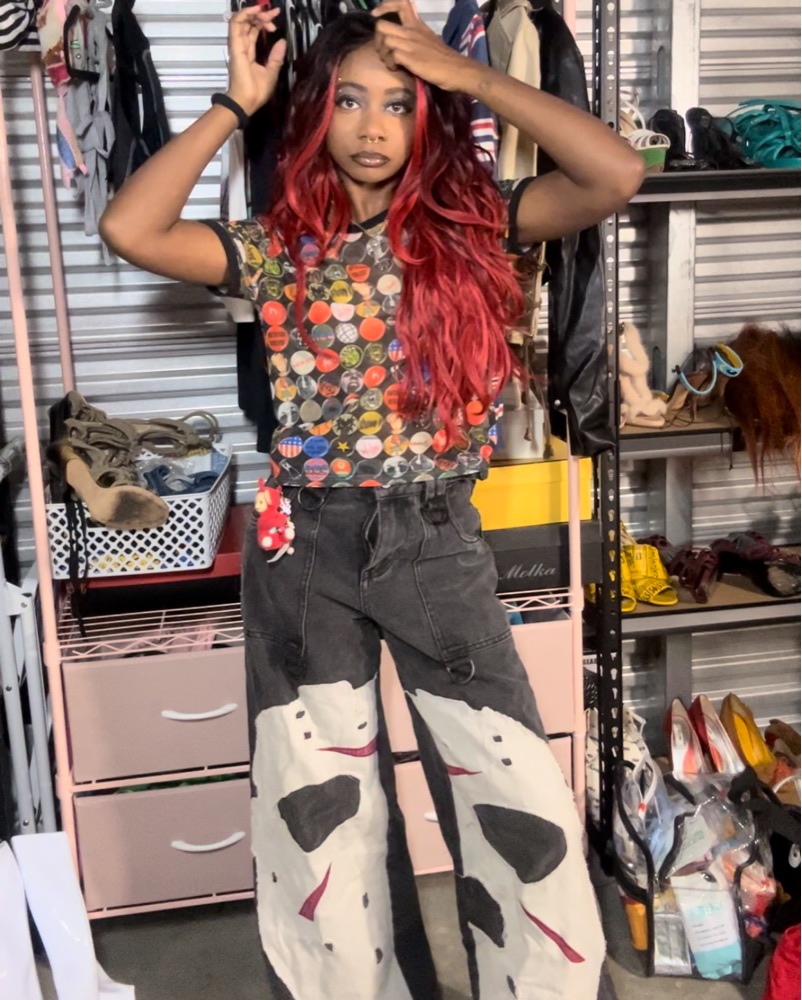 Dollskill X WB Horror Baggy Jason Jeans by Dollskill - Pickle