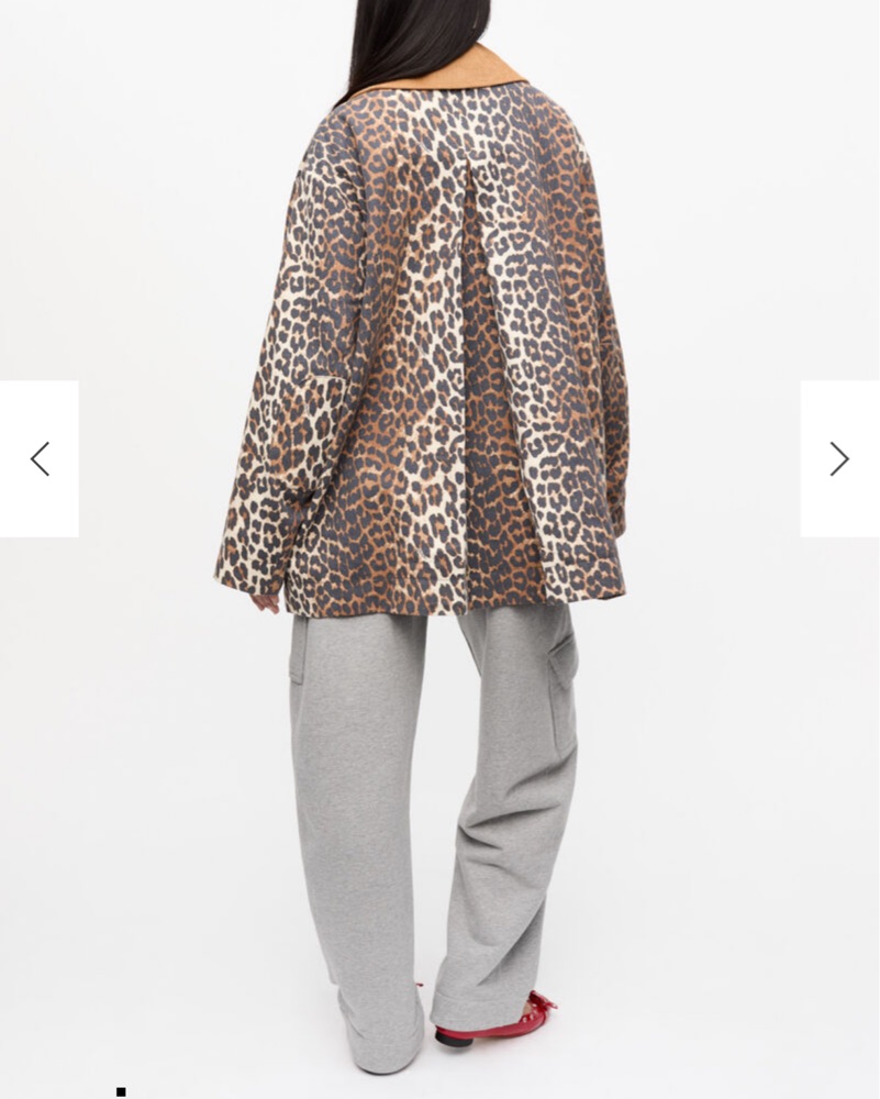 Leopard Printed Canvas Midi Jacket by Ganni - Pickle