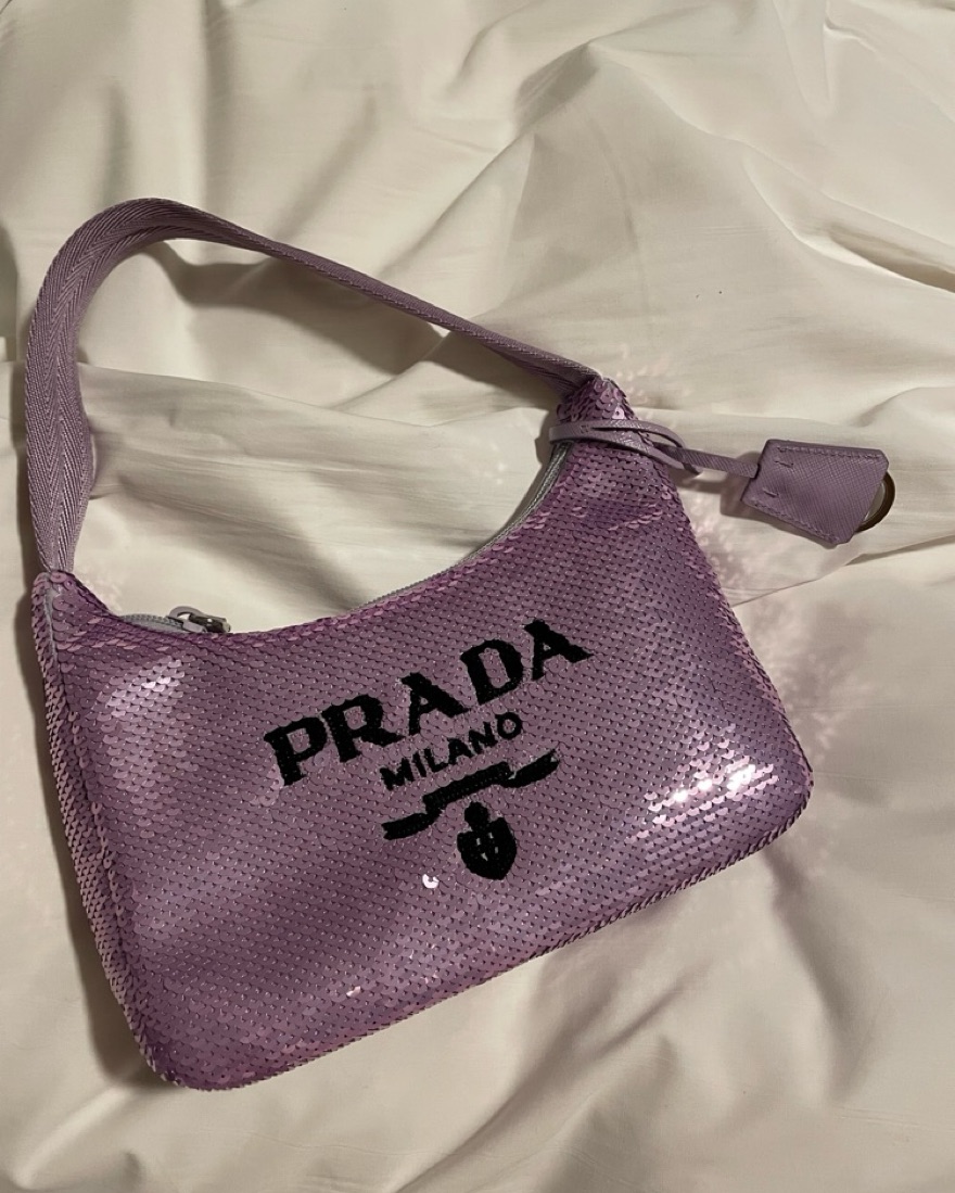 お値下げ！PRADA パープル ショルダーバッグ Prada Sequin Purse by Prada - Pickle