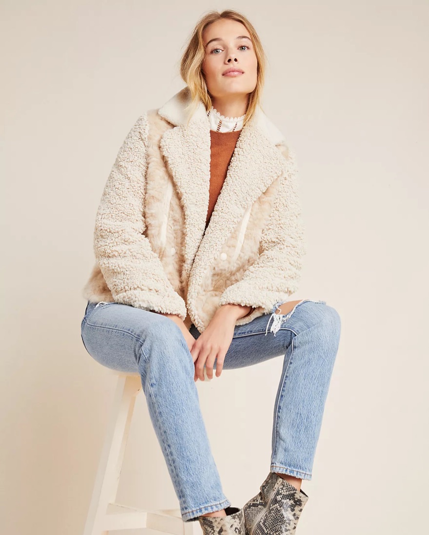 Anthropologie Marrakech Fur Moto Jacket by Anthropologie - Pickle
