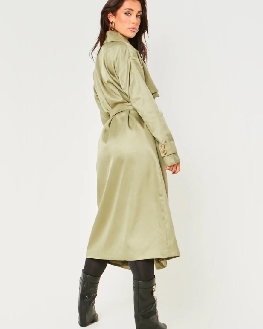 Olive Green Trench Coat by Missy Empire - Pickle