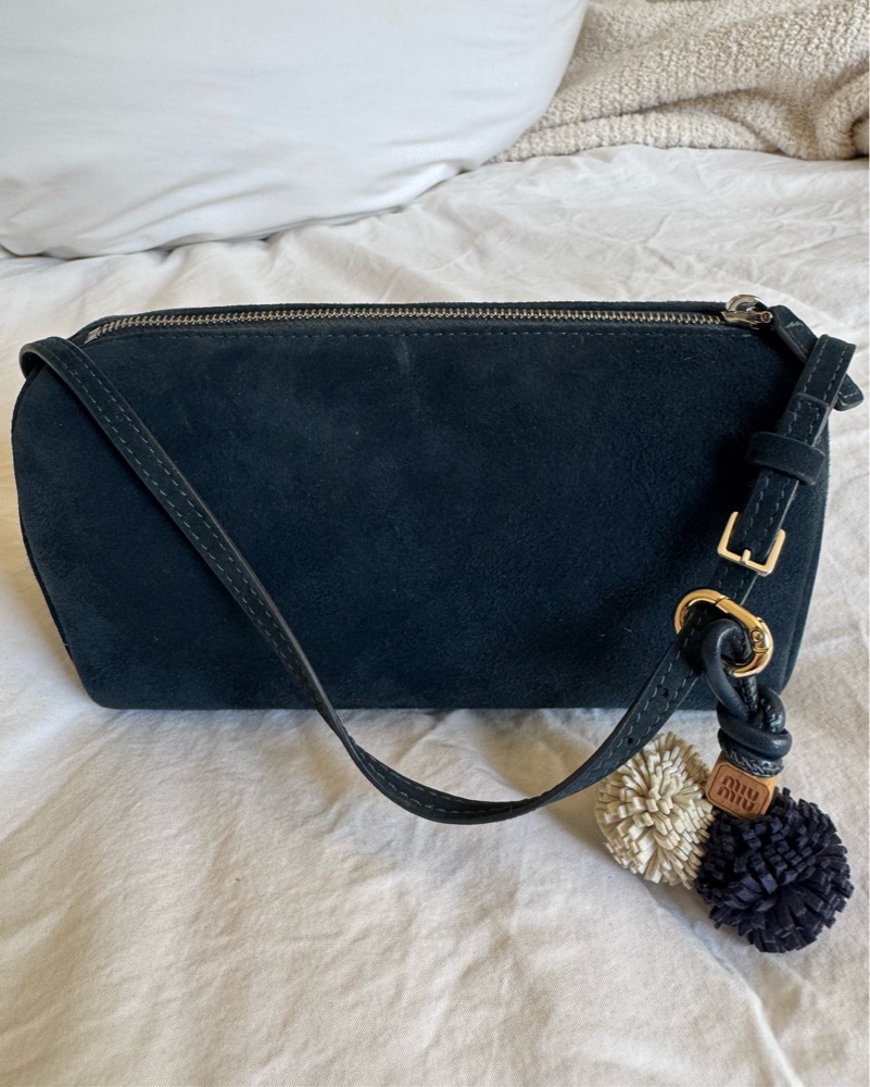 The Row 90s Navy Suede Bag by The Row - Pickle