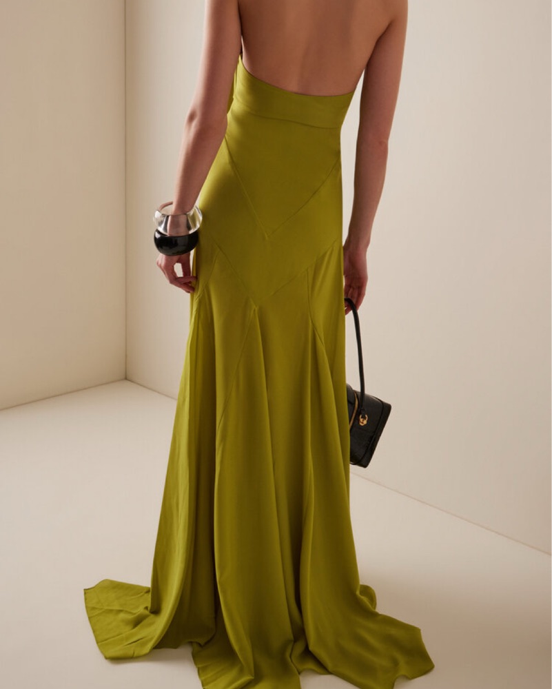 SIEDRES Scarf Halter Maxi Dress by Siedres - Pickle