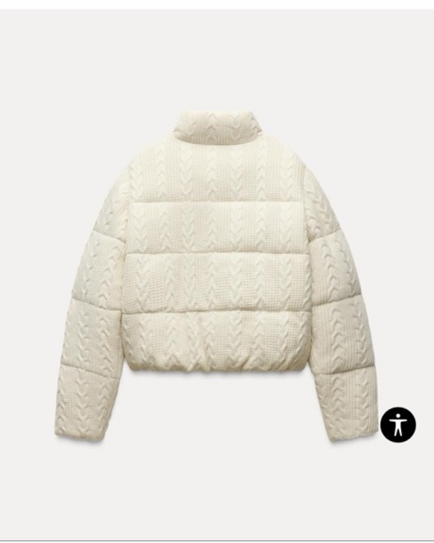 Zara Cable Knit Puffer Coat by Zara - Pickle