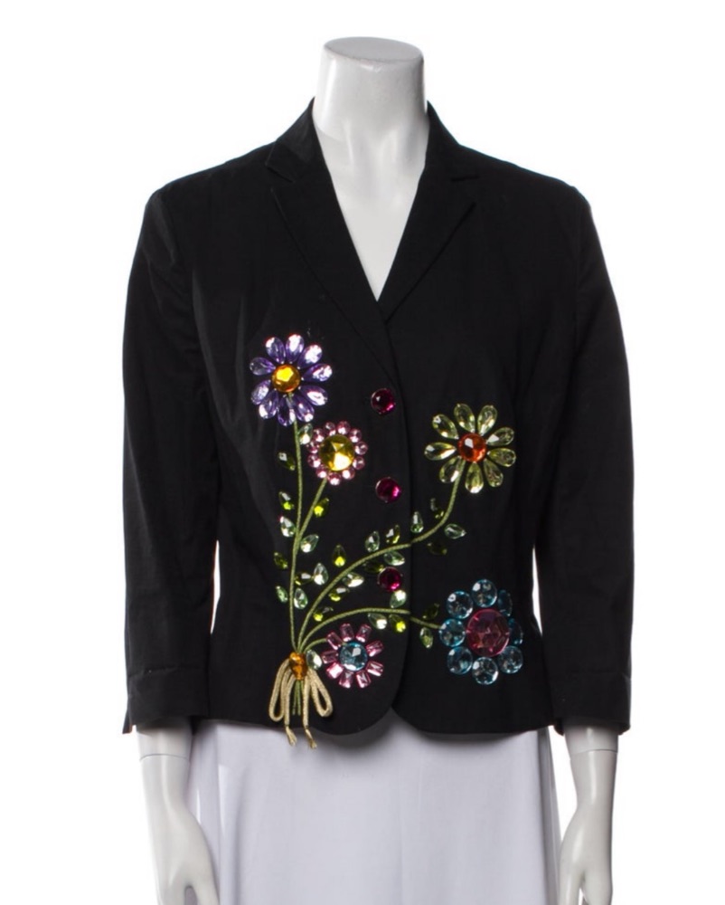 MOSCHINO 花刺繍飾りビッグカラーテーラージャケット Vintage Moschino Flower Blazer by Moschino - Pickle