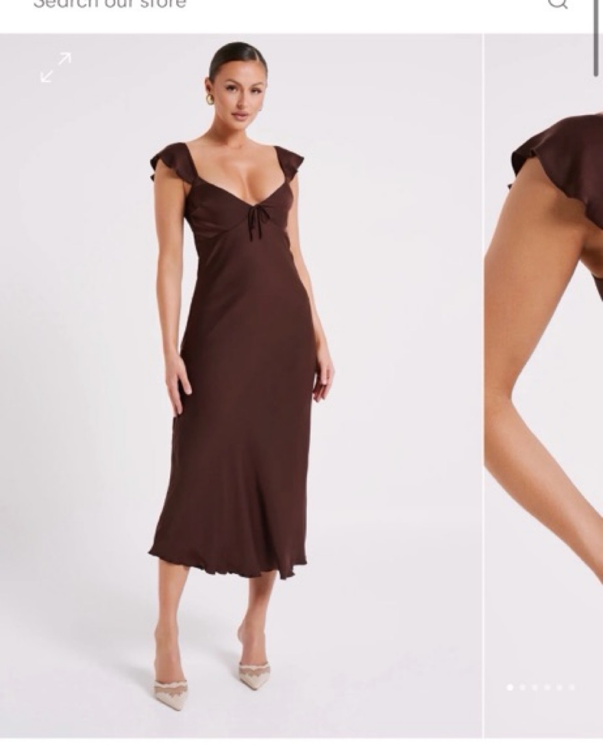 Meshki - Chantal Short Sleeve Satin midi by Meshki - Pickle