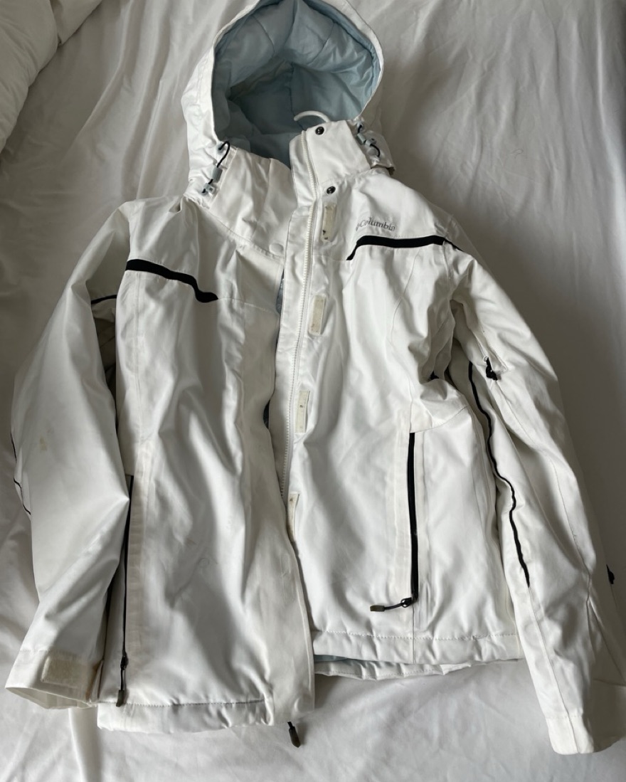 Columbia フード付きジャケット L ホワイト Columbia White Ski Jacket by Columbia - Pickle