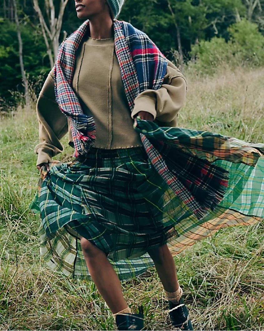 🌿 Free People Convertible Plaid Maxi by Free People - Pickle