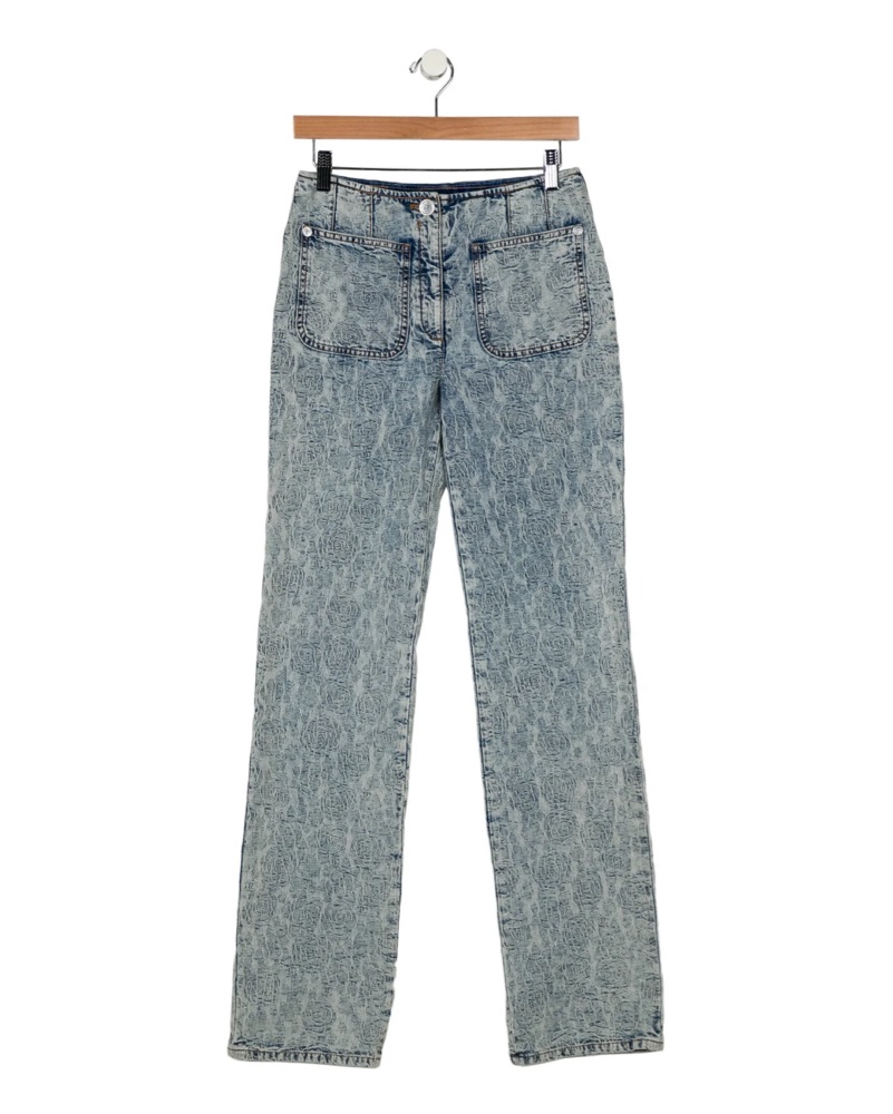 Chanel Straigh Leg Jeans Rose Design |36 by Chanel - Pickle