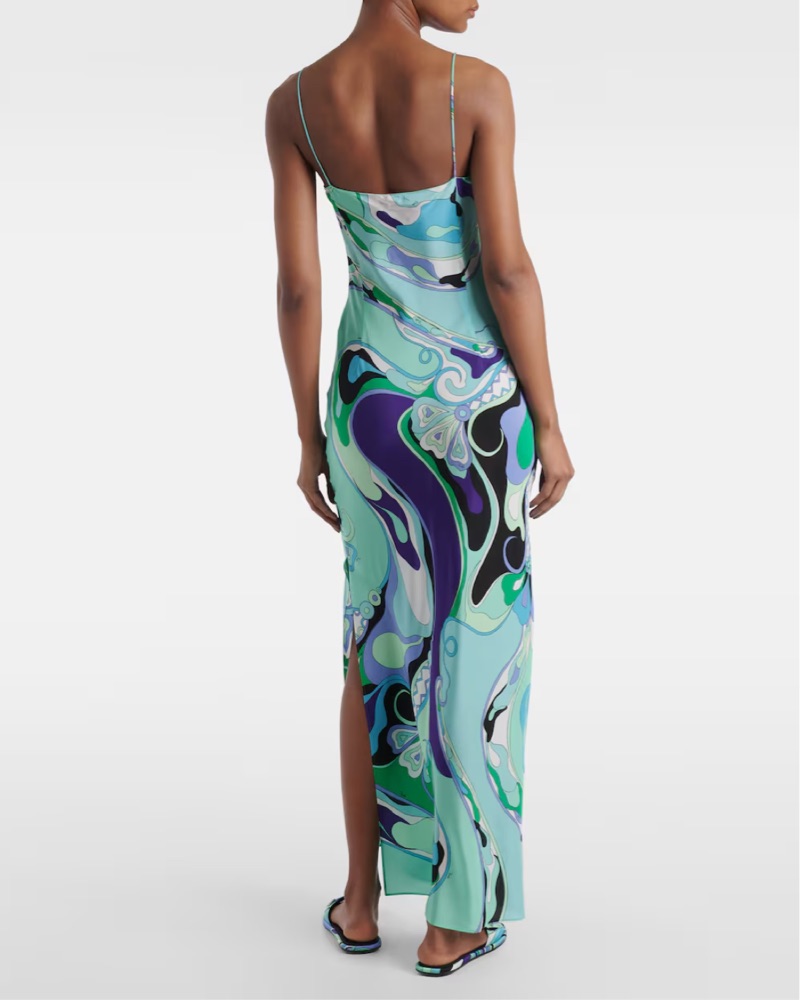 イタリア製 Emilio Pucci シルク ドレープワンピース ＄ Emilio Pucci Silk Pattern Maxi Dress by Pucci - Pickle