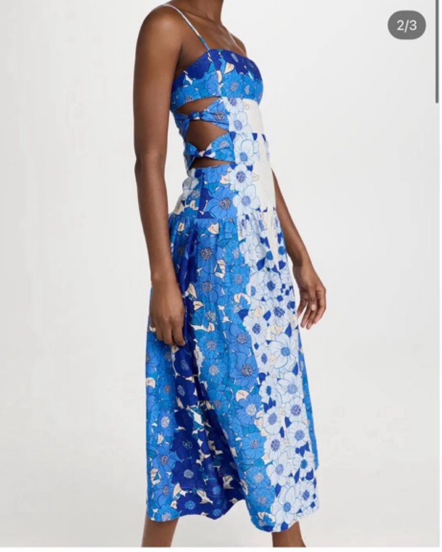 Farm Rio Blue Flower Stripes Midi Dress by Farm Rio - Pickle