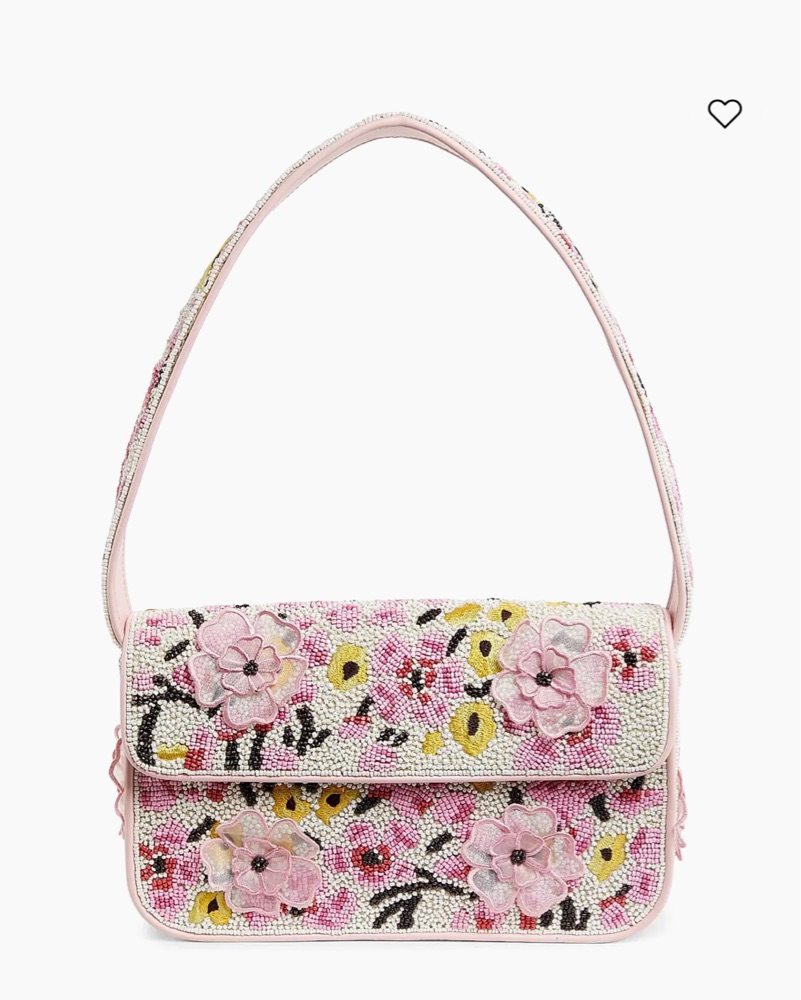 Staud Tommy Floral Beaded Shoulder Bag by Staud - Pickle