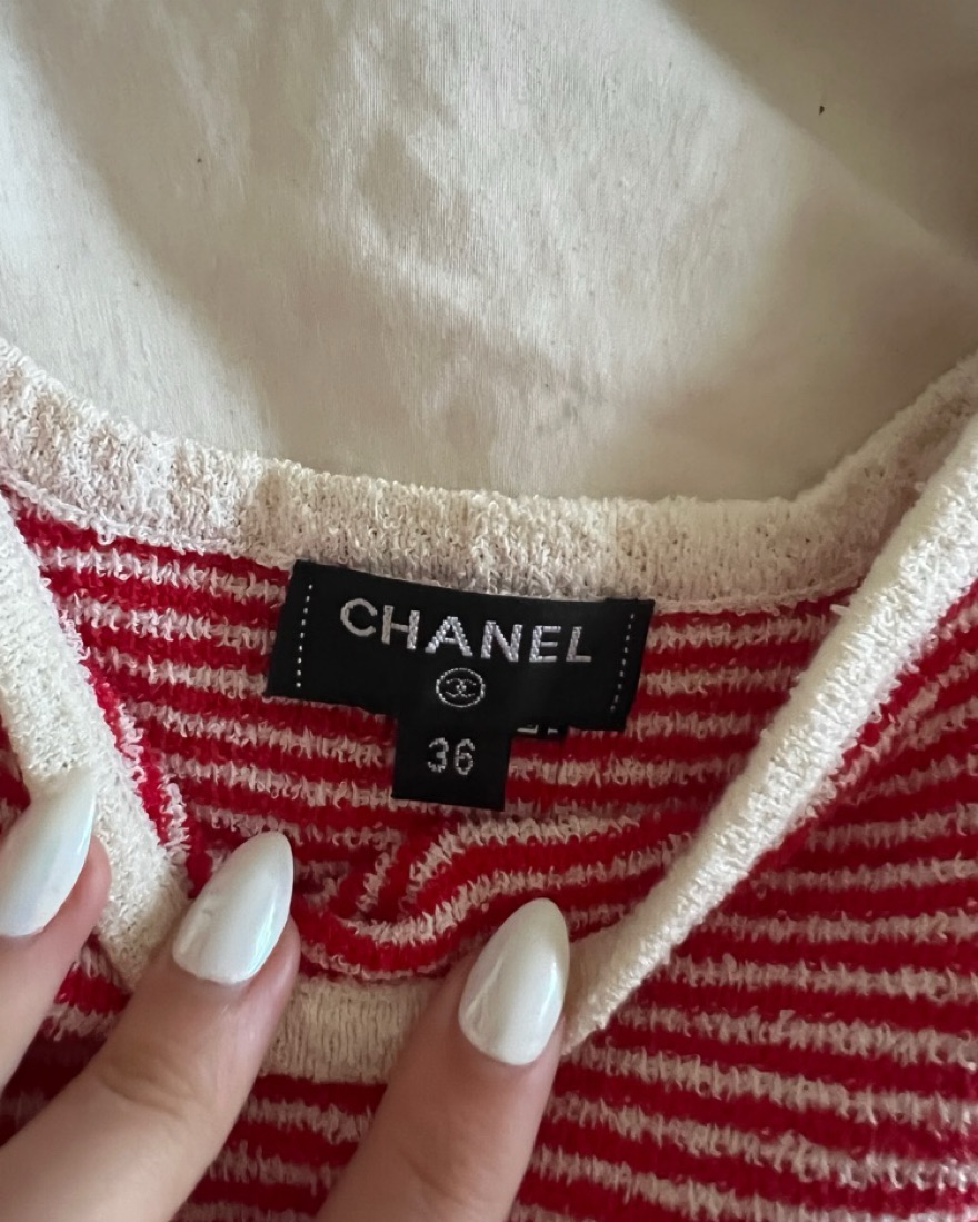 Chanel Cruise '23 Striped Terry Tank by Chanel - Pickle