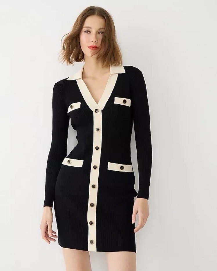 J Crew Contrast Trim Sweater Dress by J Crew - Pickle