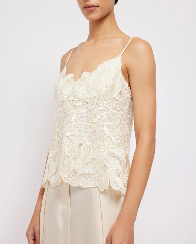 Simkhai Ivory Lace Tank Top by Jonathan Simkhai - Pickle