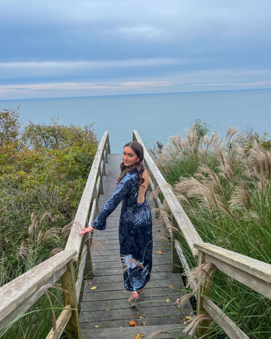 Self Potrait Navy Sequin Maxi | Pickle