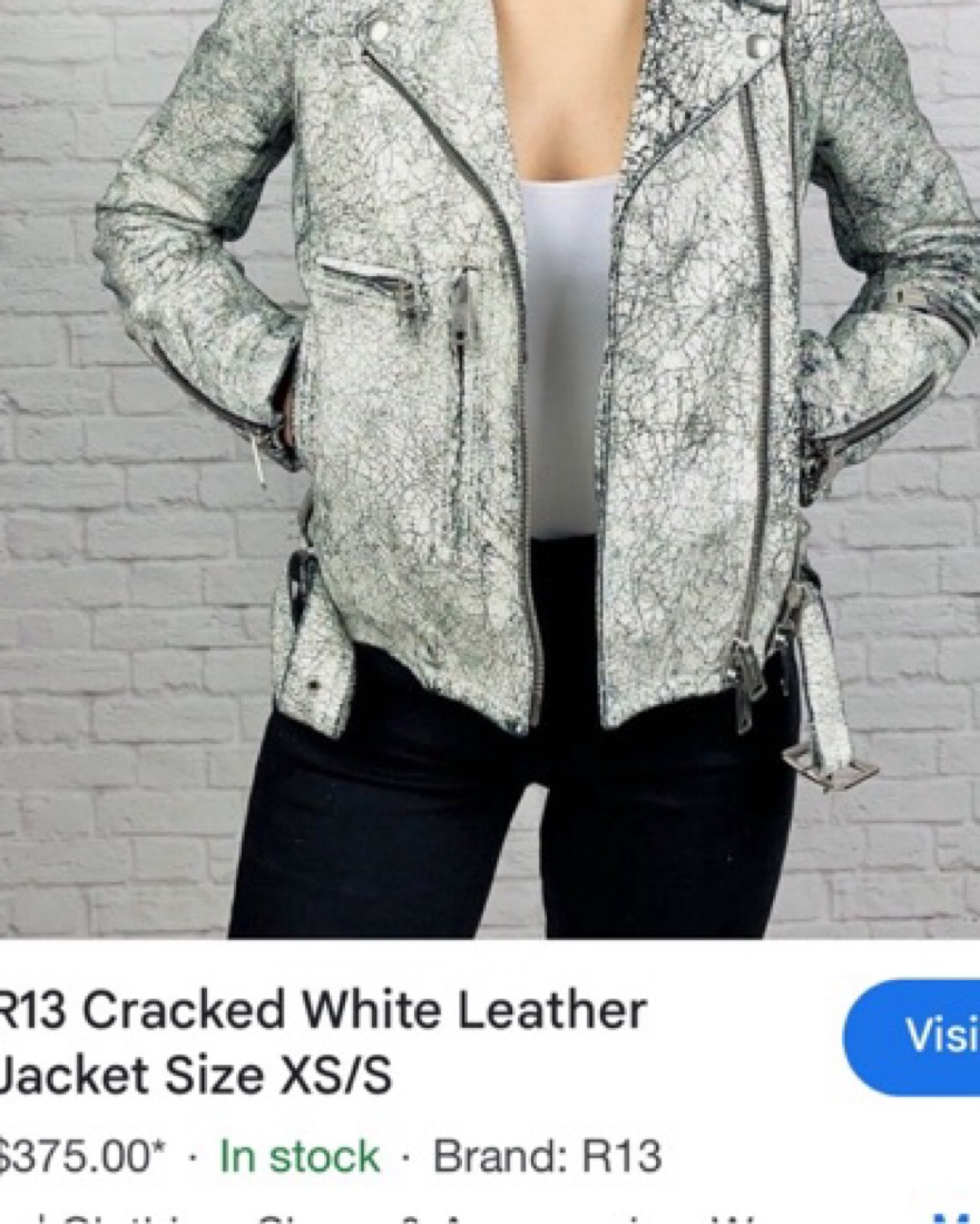 R13 Cracked White Leather Jacket by French Connection - Pickle