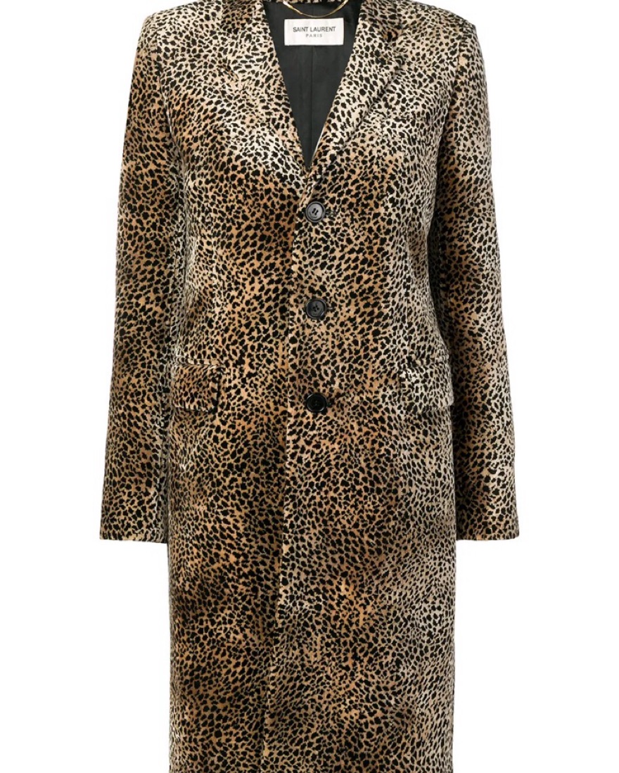 Yves Saint Laurent ピーコート　レオパード　タグ付き Saint Laurent Velvet Leopard Coat by YSL - Pickle